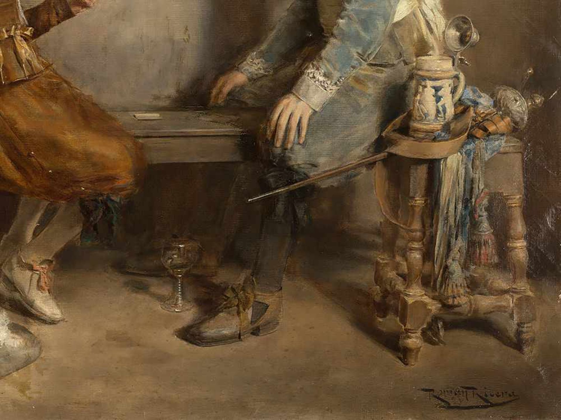 Roman Ribera Cirera (1849-1935), Kartenspieler, Öl, um 1890 Öl auf Leinwand. Spanien, um 1890. - Bild 6 aus 9