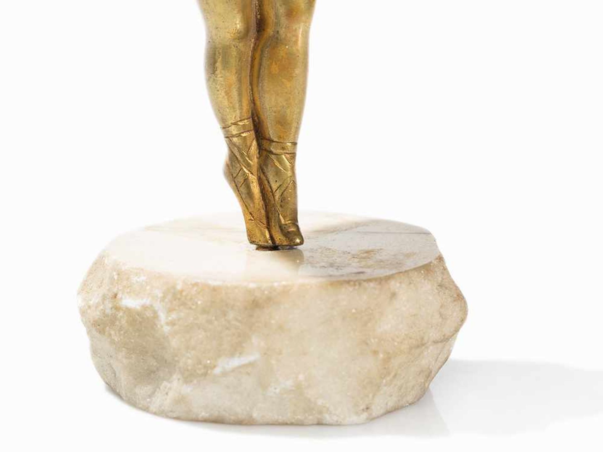 Georges Omerth, Junge Tänzerin, Bronze, Elfenbein, um 1910 Bronze, vergoldet, Elfenbein, Marmor. - Bild 6 aus 7