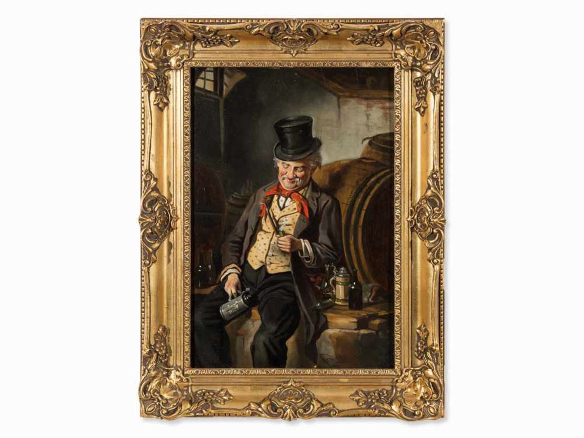 Hermann Kern (1838-1912), Die Weinprobe, Öl, um 1900 Öl auf holz. Österreich, um 1900. hermann