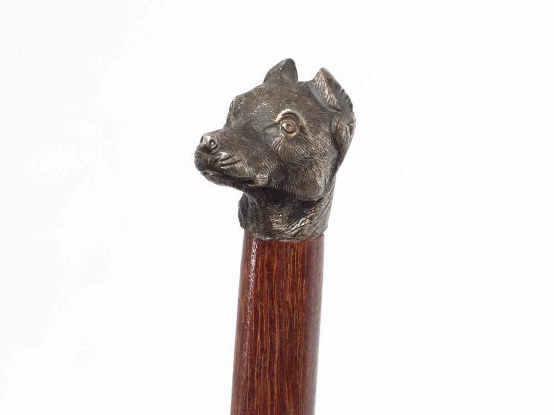 Spazierstock mit Dobermann, Deutschland, 1920 Holz und Metall. Deutschland, um 1920. Eleganter - Bild 3 aus 5