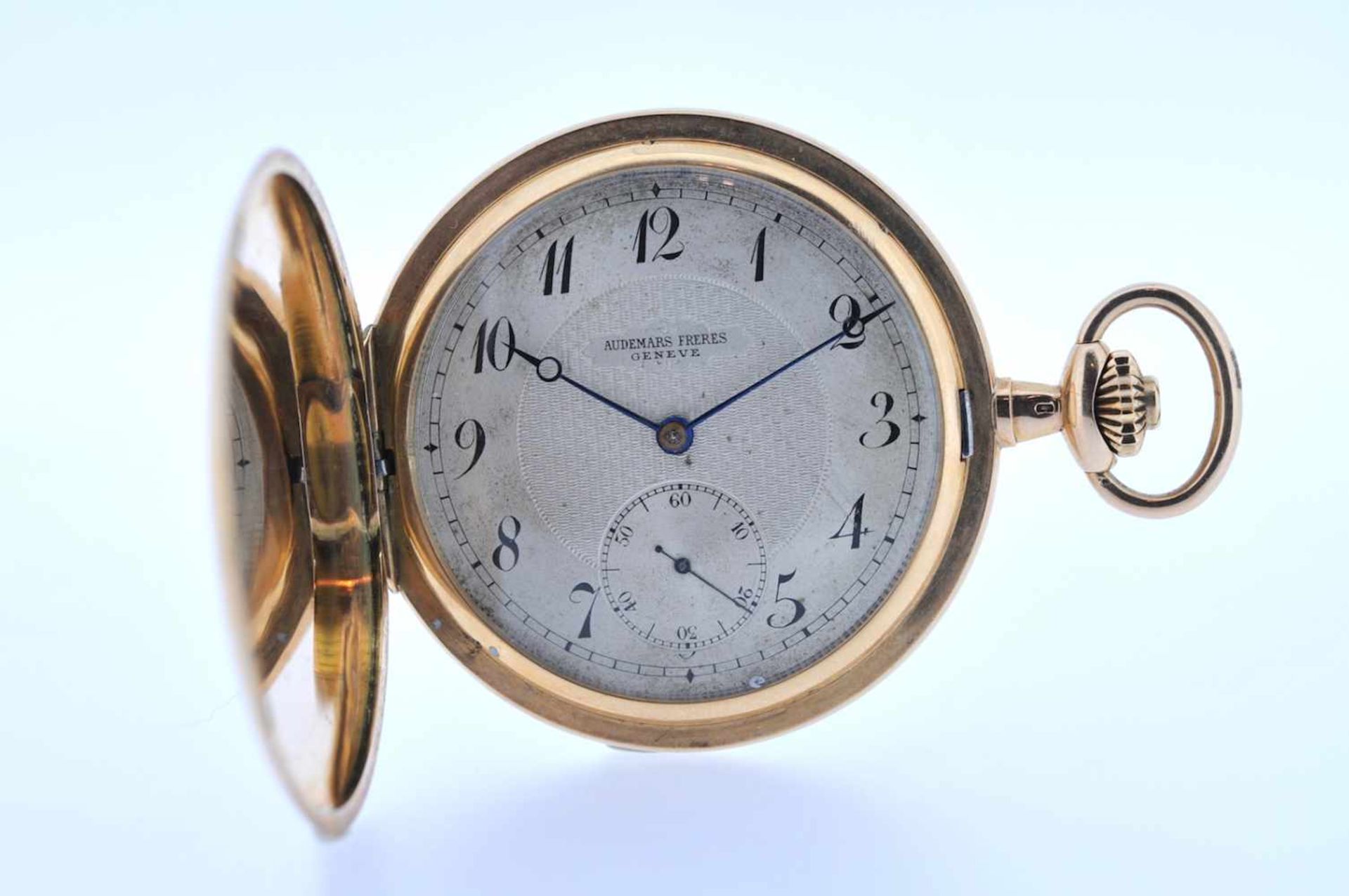 Goldene Herrentaschenuhr Goldene Herrentaschenuhr mit Springdeckel und kleiner Sekunde, Audemars