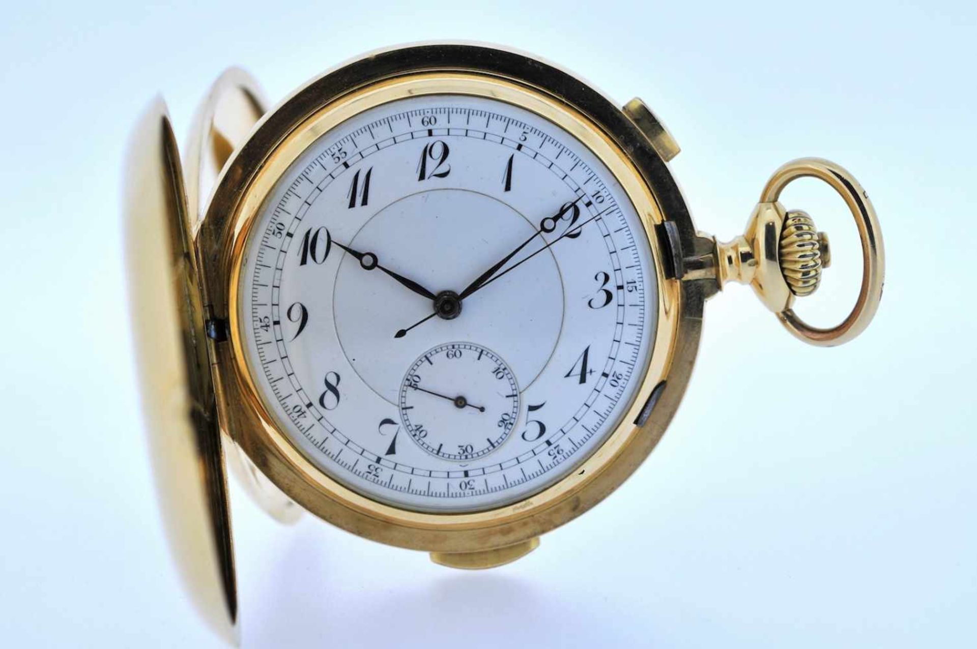 Minutenrepetierer Goldene 18 karätige Taschenuhr mit Minutenschlagwerk, kleiner Sekunde und