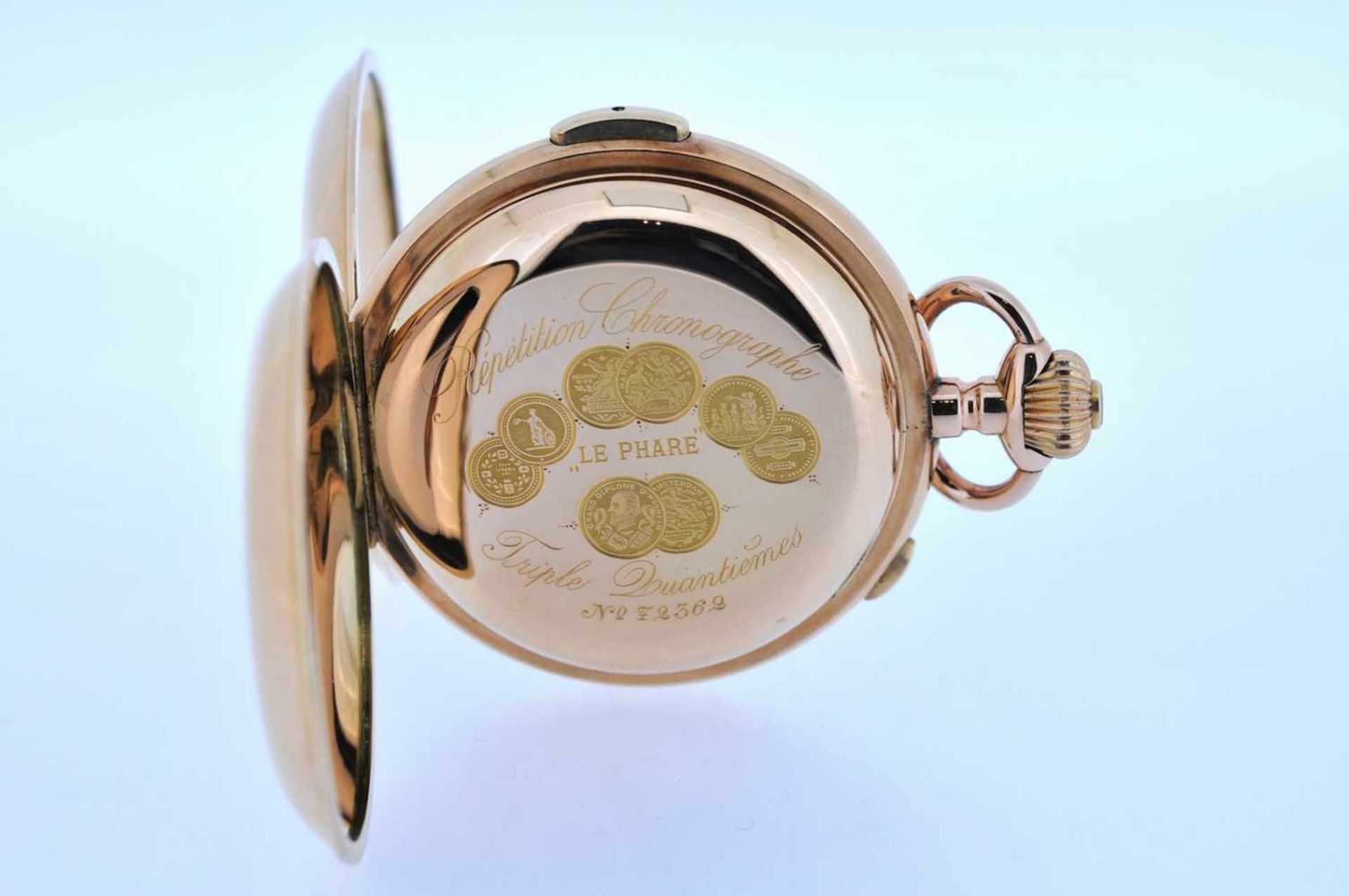 Minutenrepetierer Goldene Taschenuhr mit Springdeckel und Viertelstundenschlagwerk und kleiner - Image 3 of 3