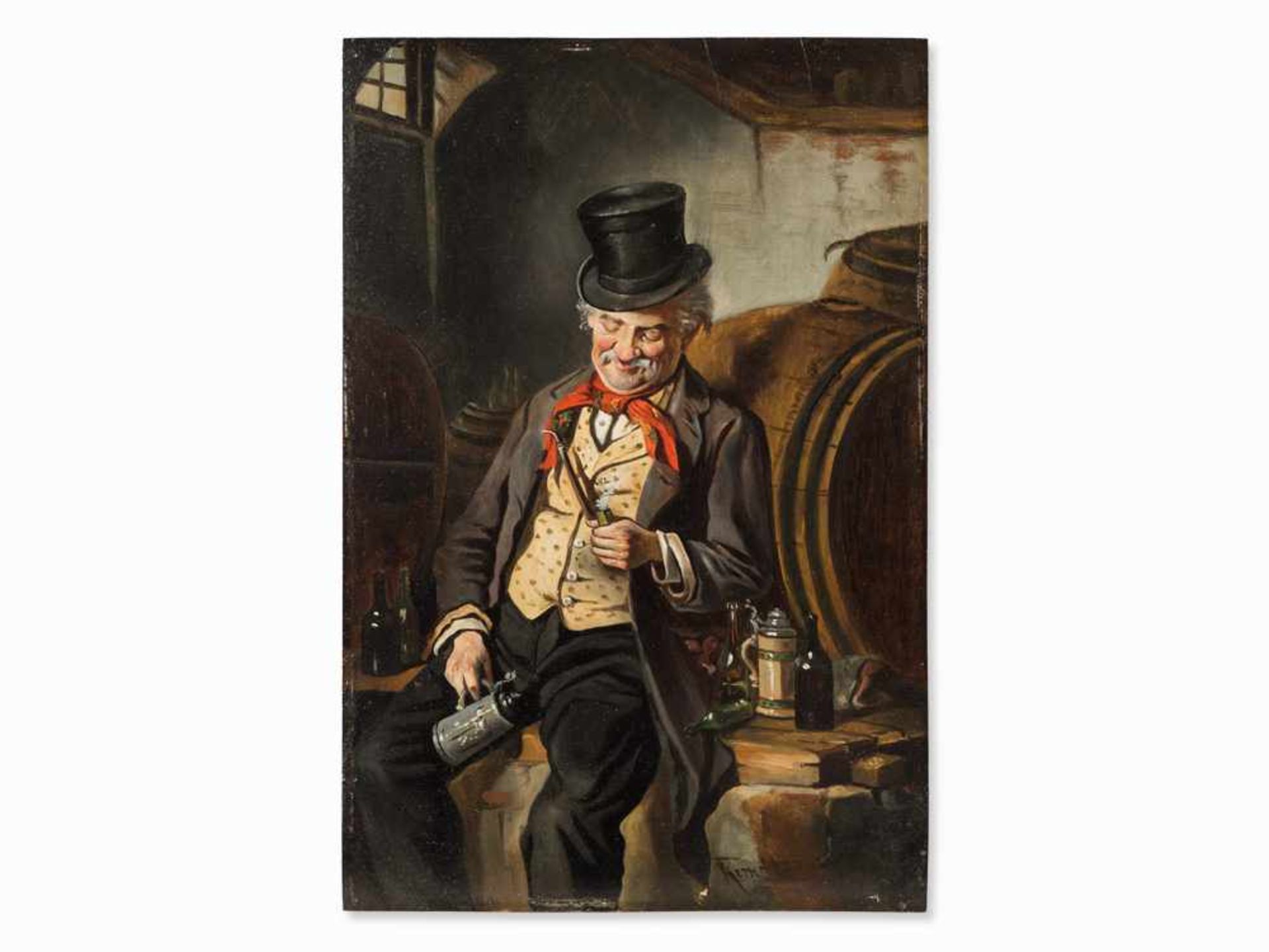 Hermann Kern (1838-1912), Die Weinprobe, Öl, um 1900 Öl auf holz. Österreich, um 1900. hermann - Bild 2 aus 7