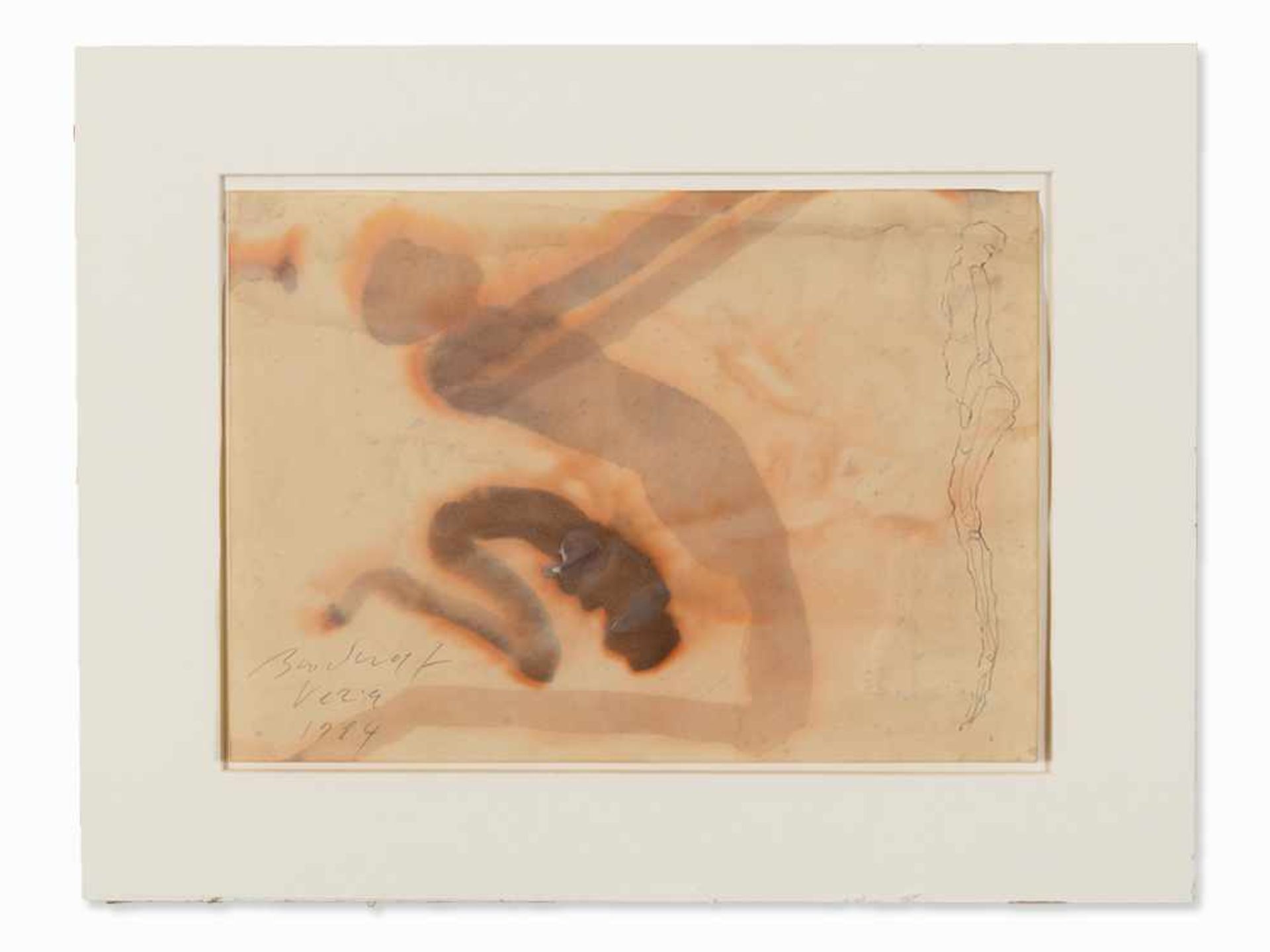 Jürgen Brodwolf (geb.1932), Figurenkomposition, Mixed, 1984 Aquarell und Bleistift auf Papier.