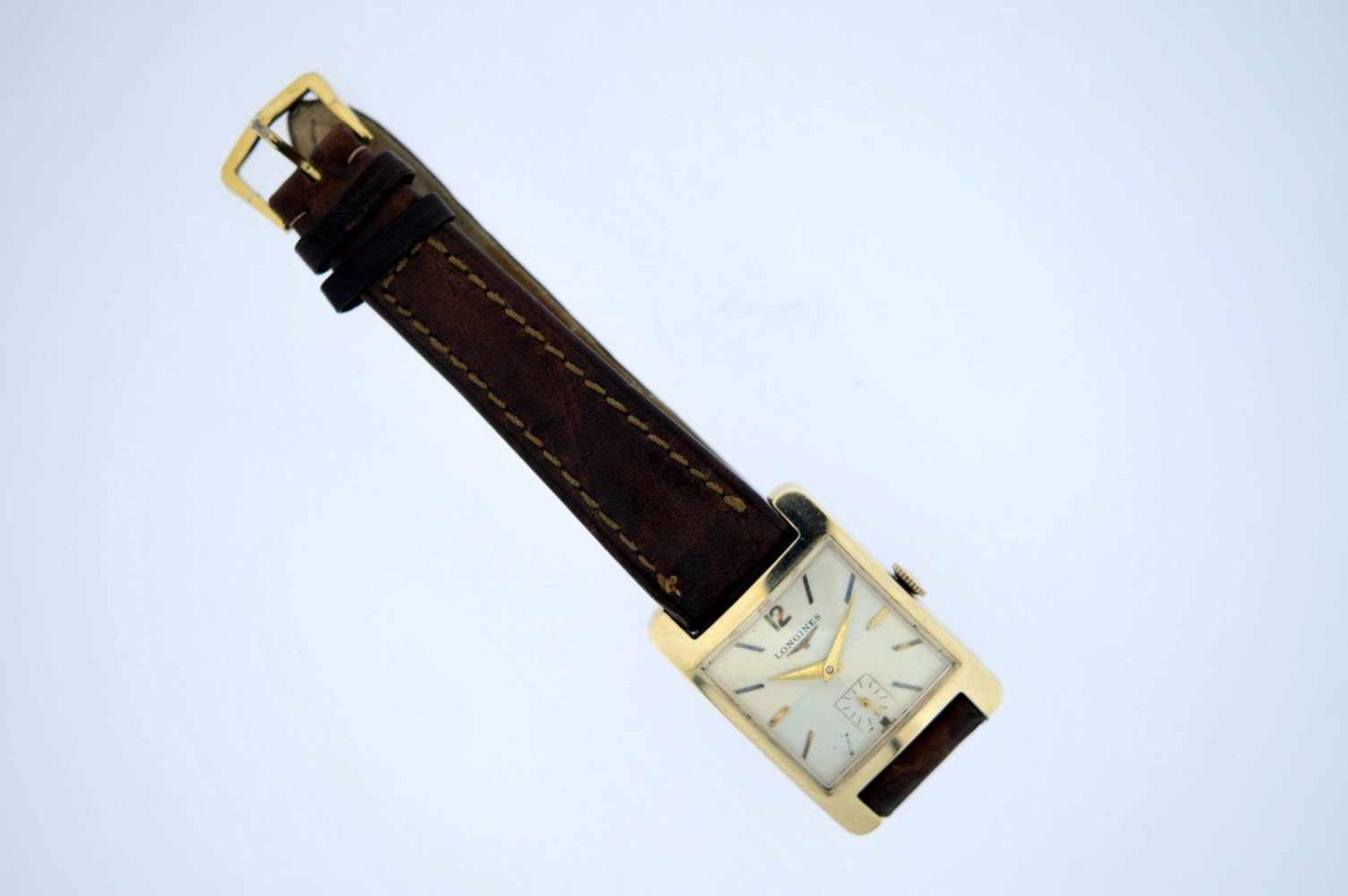 Longines Edelstahl Armbanduhr, Longines, Plaque, Handaufzug, kleine Sekunde, silbernes