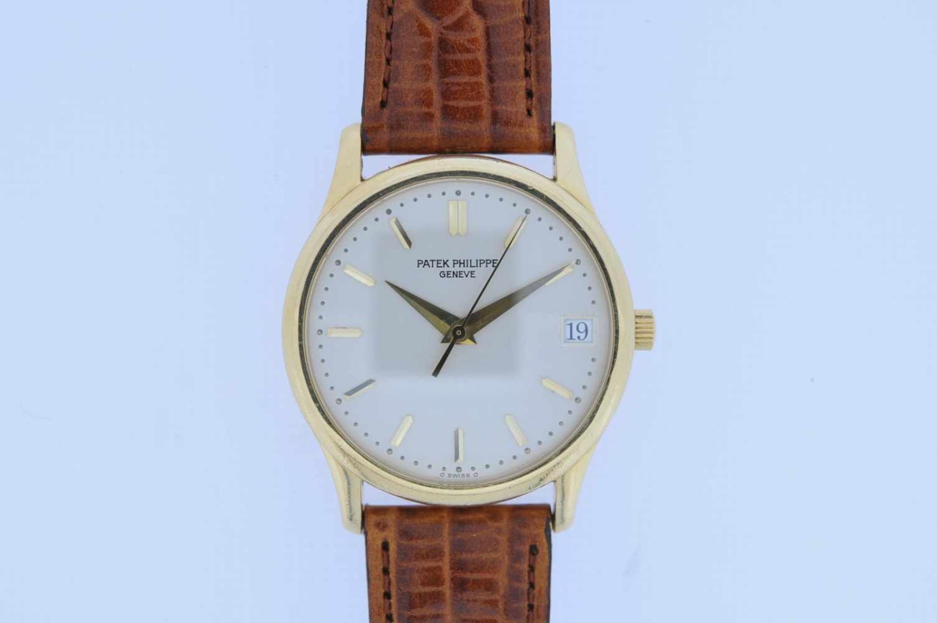 Patek Philippe Goldene 18 karätige Armbanduhr, Patek Philippe Calatrava, Ref.3998, Automatik, - Image 3 of 3