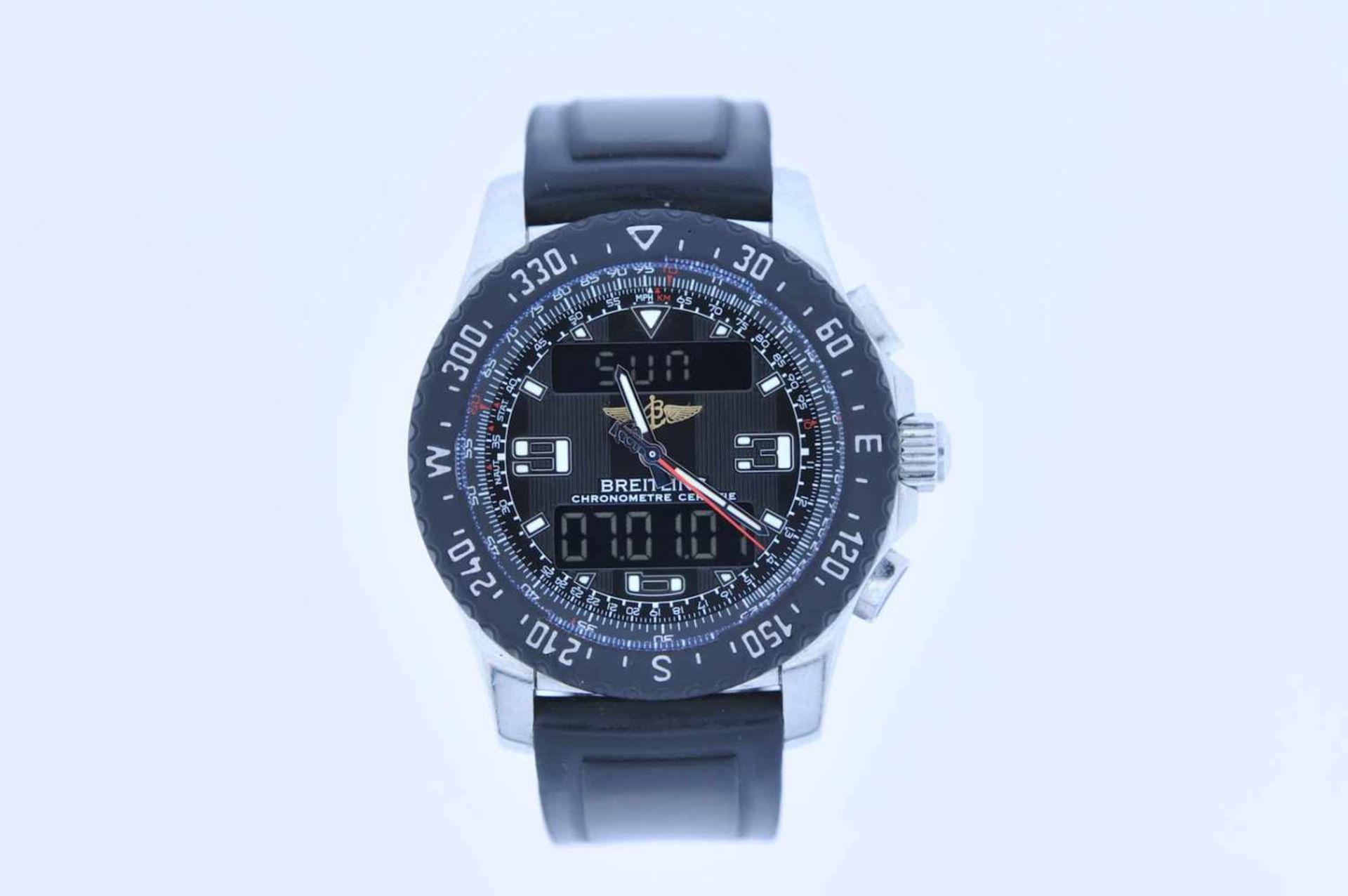 Breitling Edelstahl Herrenarmbanduhr, Breitling Airwolf Raven Special Edition Superquartz,