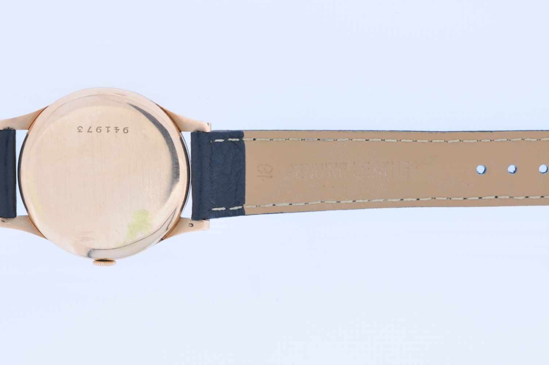 Doxa Goldene Armbanduhr, Doxa Antimagnetique, Handaufzug, Ankerwerk, Zifferblatt mit Patina, 60er - Image 3 of 5