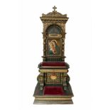 HAUSALTAR Holz, teilweise vergoldet, Bildnis Madonna mit Jesuskind, Teophil Melicher (1860 -