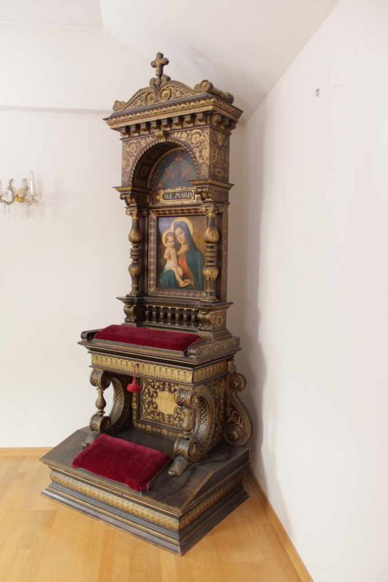 HAUSALTAR Holz, teilweise vergoldet, Bildnis Madonna mit Jesuskind, Teophil Melicher (1860 - - Bild 4 aus 4