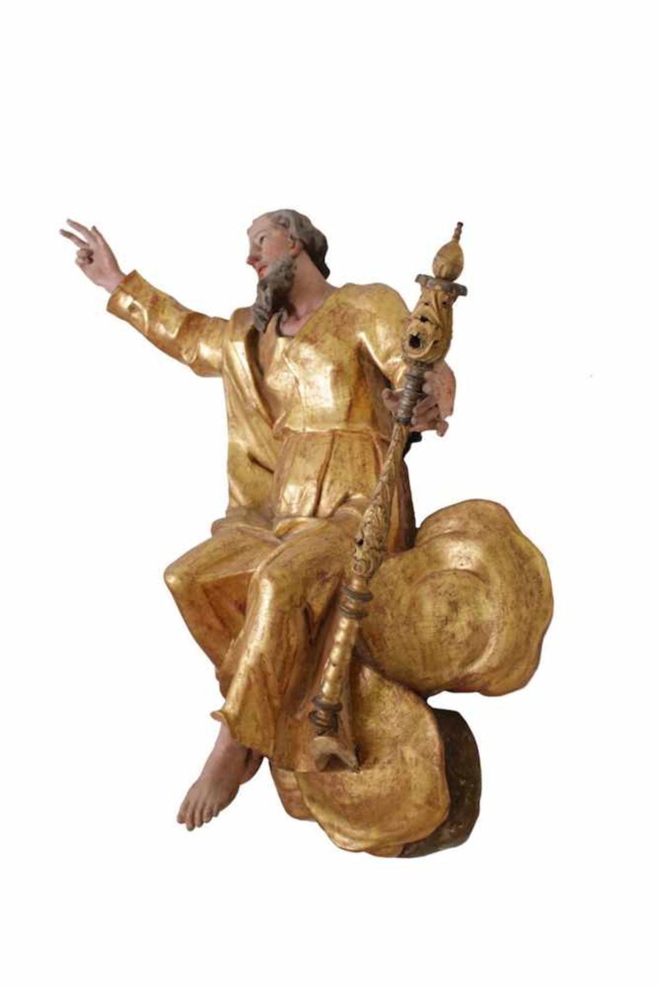 BAROCKE GOTTESFIGUR Barocke Gottesfigur aus blattvergoldetem Holz, Höhe 88 cm