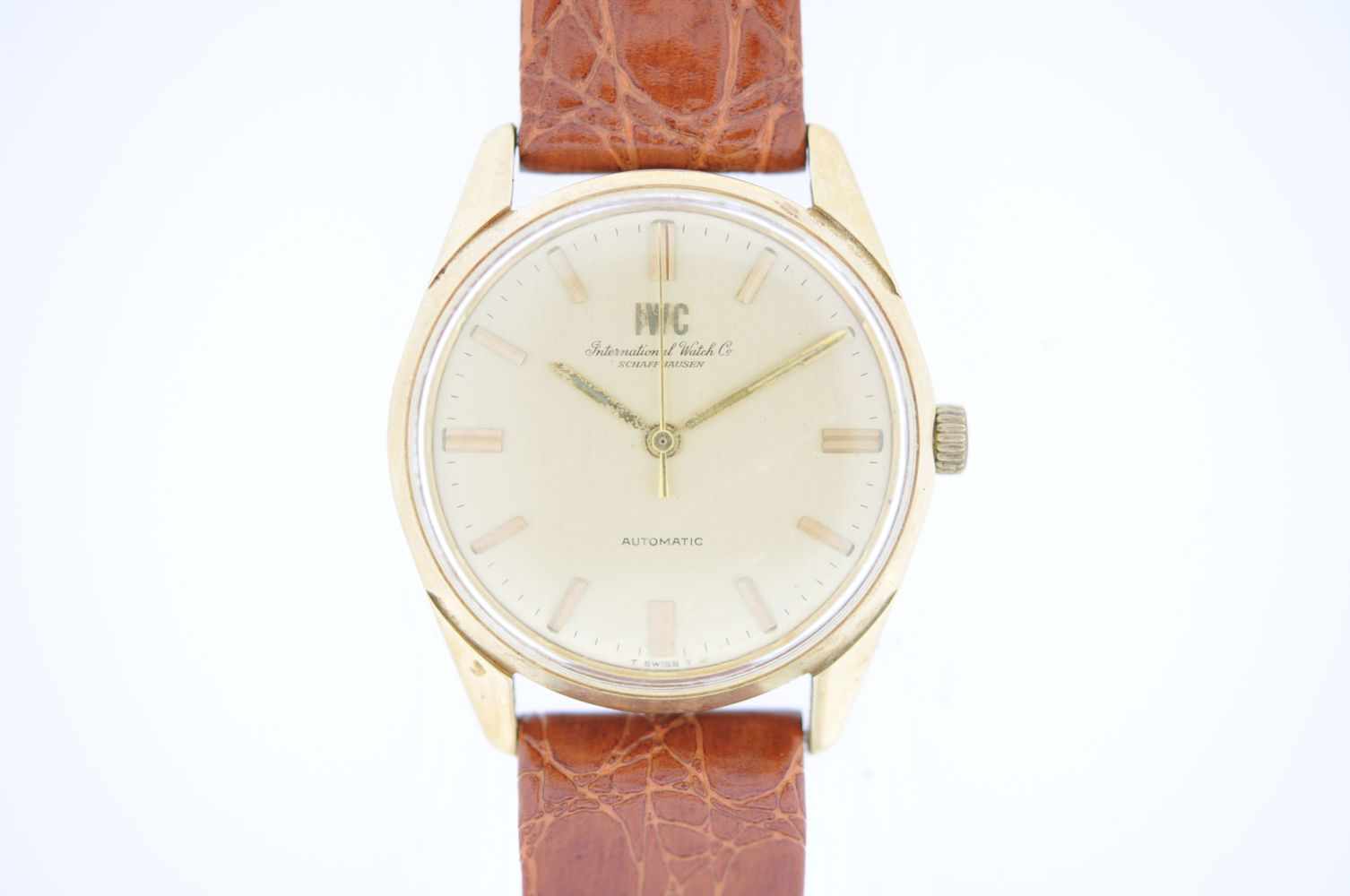 IWC Goldene 18 karätige Vintage Armbanduhr, Automatik, Ankerwerk, beiges Zifferblatt, an - Image 2 of 6