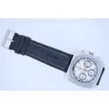 Mondia Edelstahl Vintage Armbanduhr, Mondia Chronograph, Valjoux Handaufzugwerk, weißes Zifferblatt,