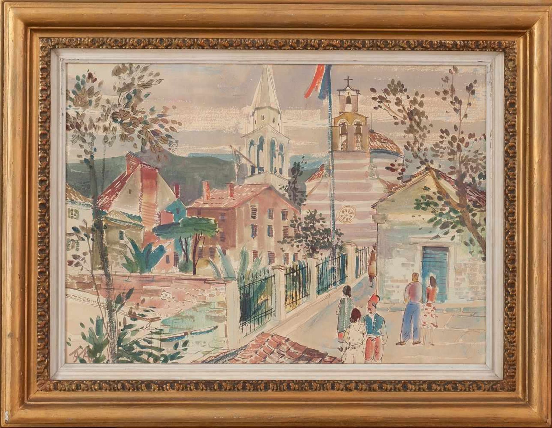 Budva, MontenegroOtto Rudolf Schatz (Wien 1900 - 1961) Aquarell auf Papier,43,5 x 60 cm,