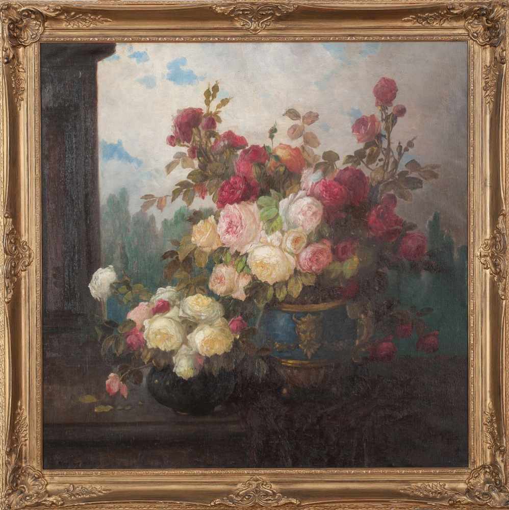 Stillleben mit üppigen BlumensträußenKonstantin Stoitzner (Chrostau 1863 - 1933 Wien)Öl auf