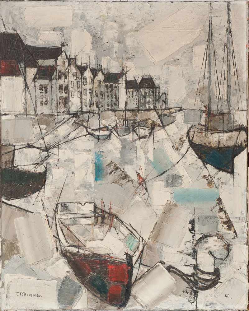 Boote im HafenJean-Pierre Rousseau (Paris 1939)Boote im HafenÖl auf Leinwand, 81 x 65 cm, signiert