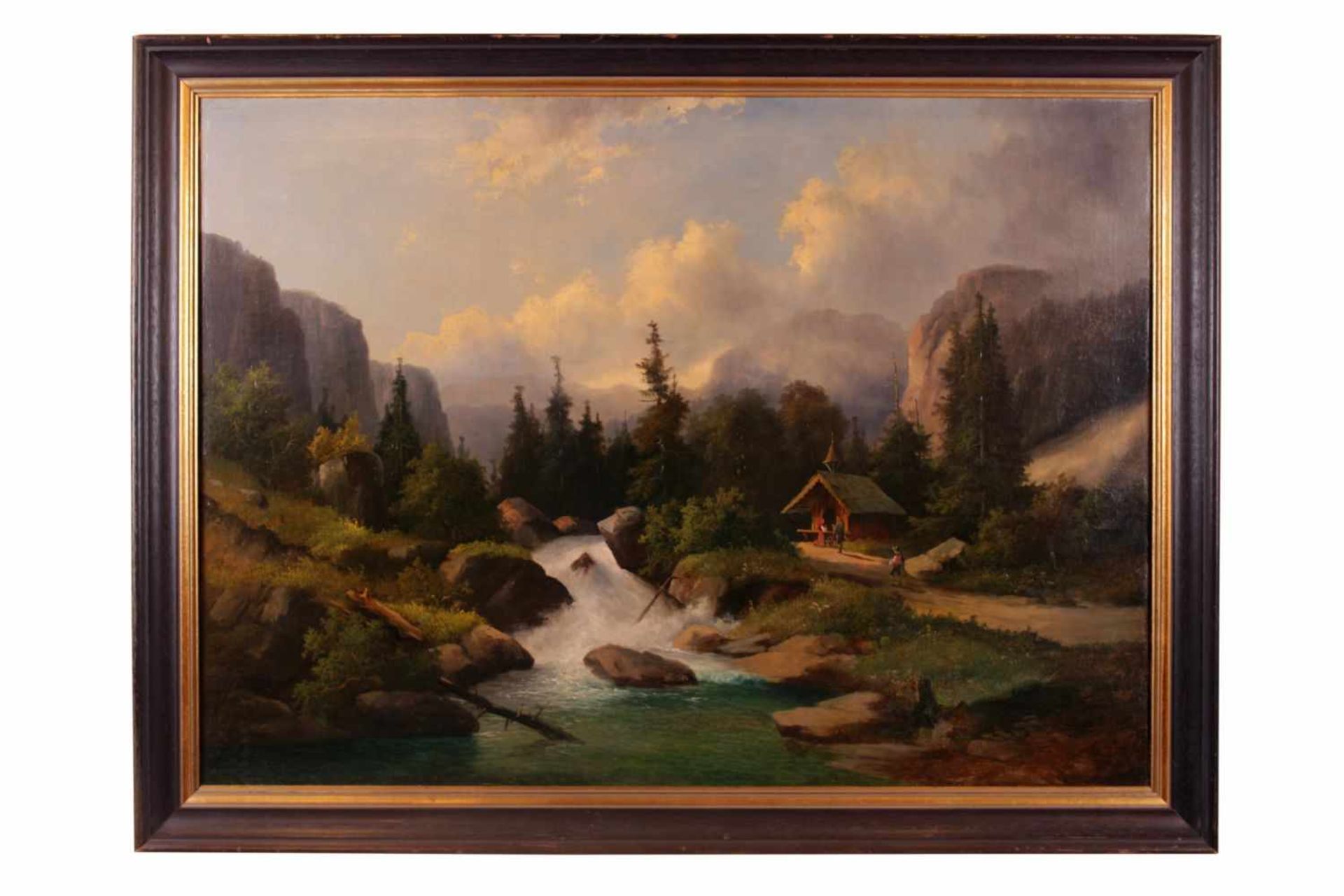 LandschaftsbildKünstler des 19. JahrhundertsÖl auf Leinwand42,5 x 98,5 cm, gerahmt, 19.