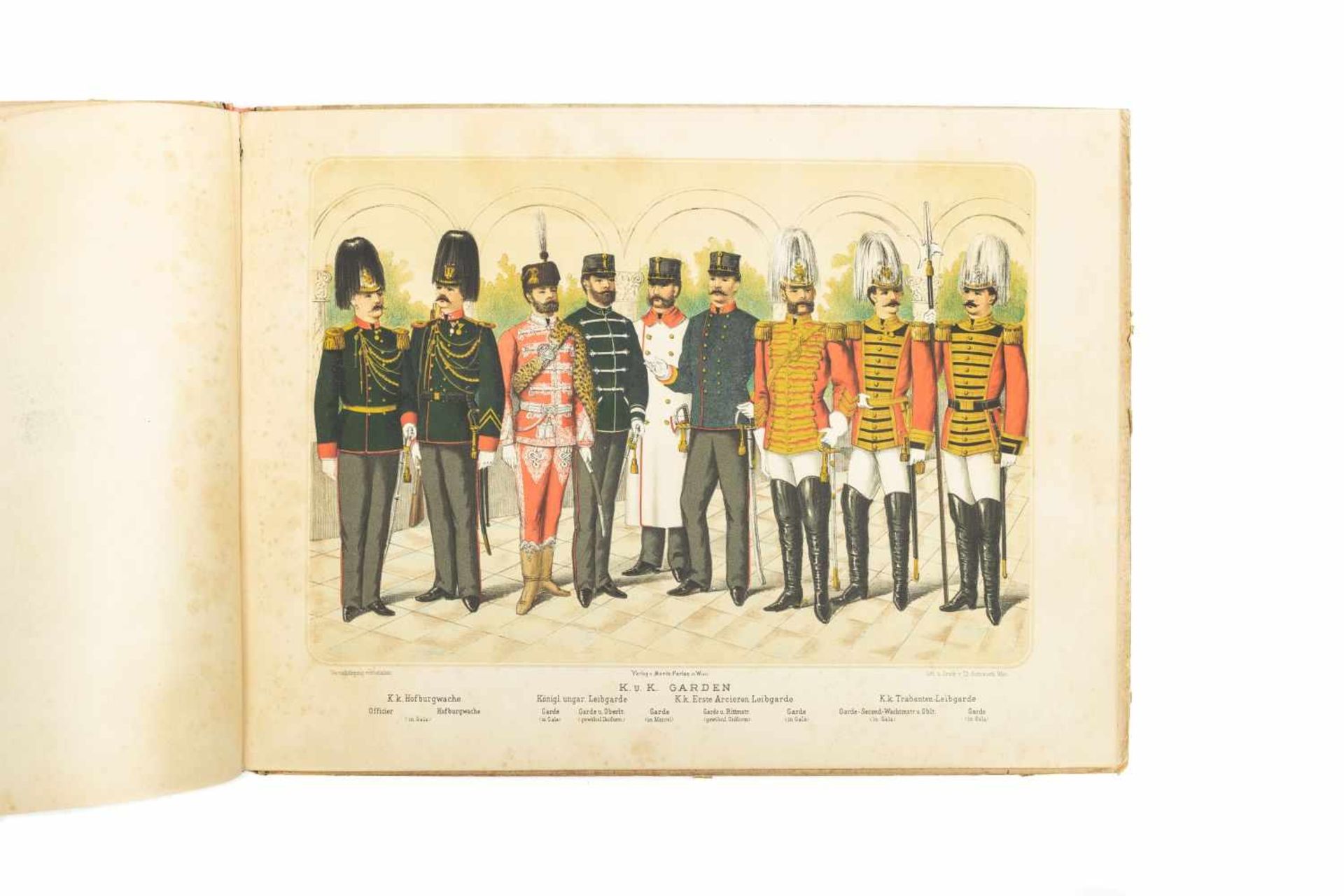 MILITÄRISCHES PRACHTBILDERBUCHWien, M. Perles [1886]. qu.-2°. Tit., 22 chromolithogr. Taf. gedr. bei - Bild 4 aus 5