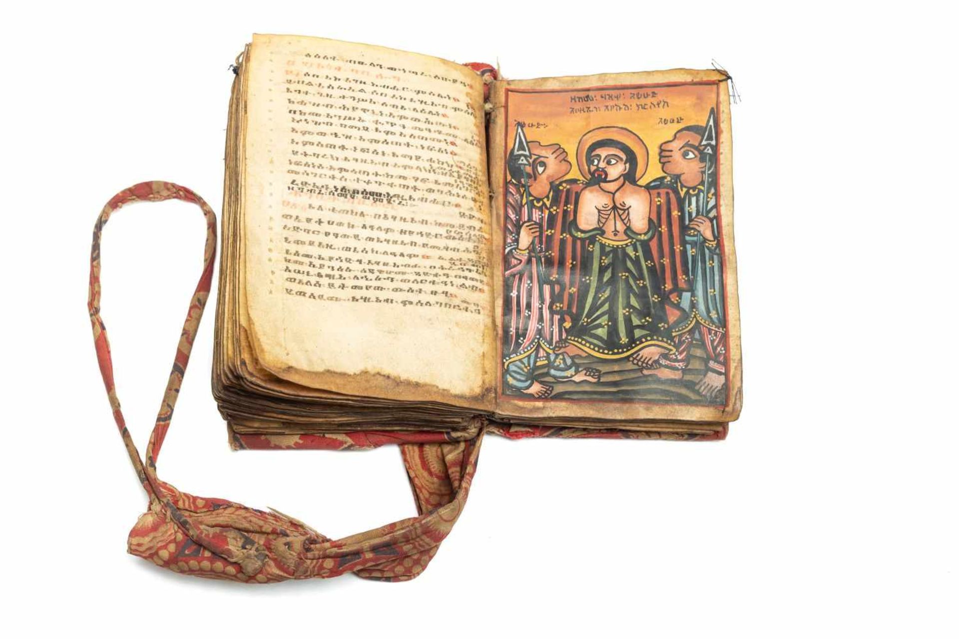 ÄTHIOPISCHE BIBELManuskript. [Äthiopien ca. 1820-30]. 8°. (14, 3 x 9, 8 cm.). 140 Bll. Mit 8 - Bild 3 aus 4