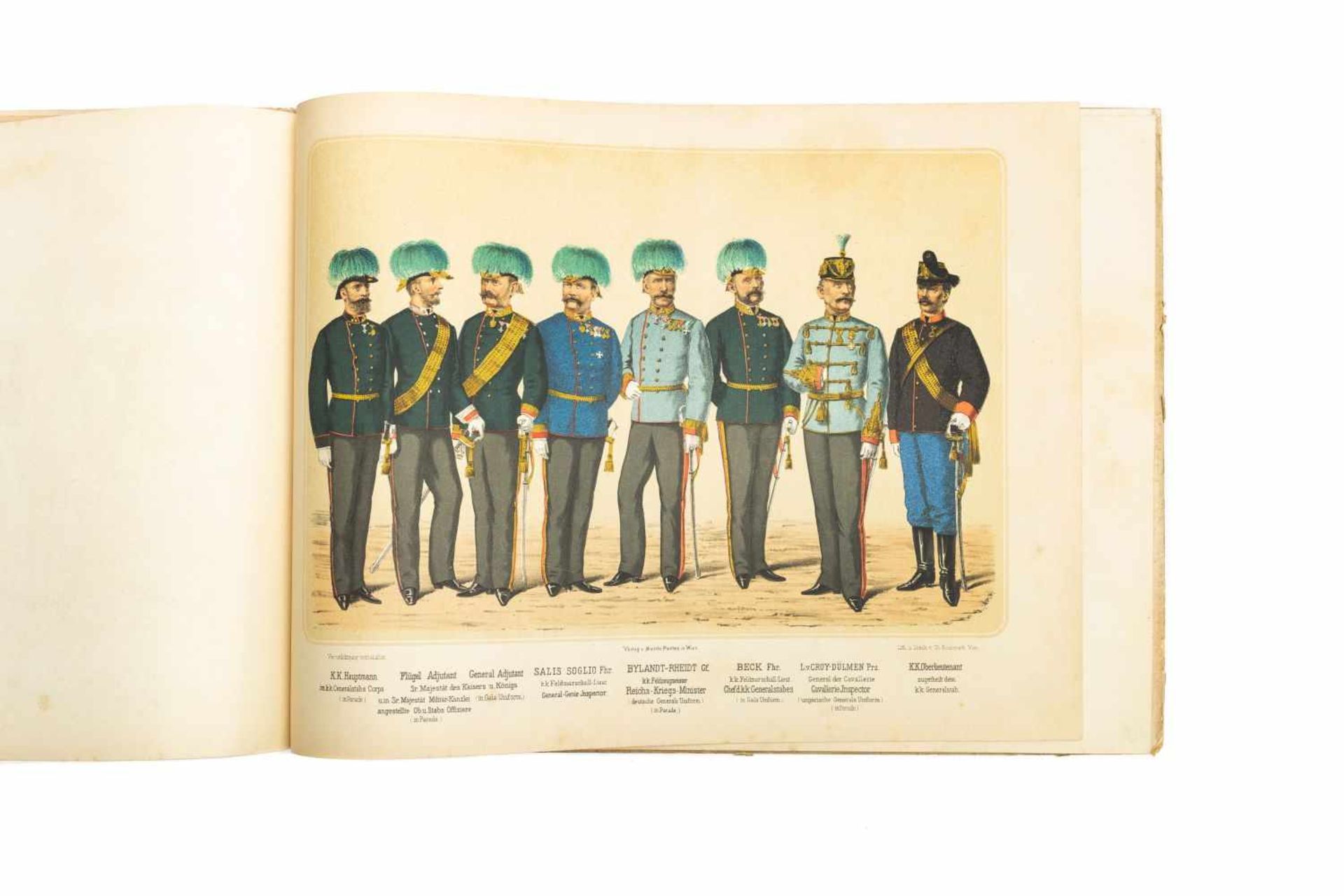 MILITÄRISCHES PRACHTBILDERBUCHWien, M. Perles [1886]. qu.-2°. Tit., 22 chromolithogr. Taf. gedr. bei - Bild 2 aus 5