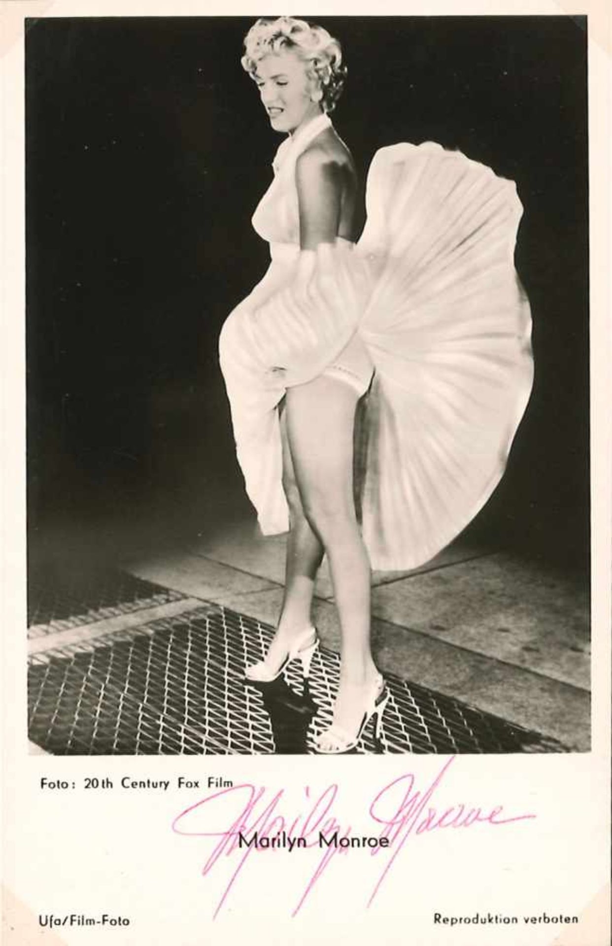 MONROE - SHAW, SamMarilyn Monroe. Portraitphotographie. Autogrammkarte. 20th Century Fox/Ufa/Film-