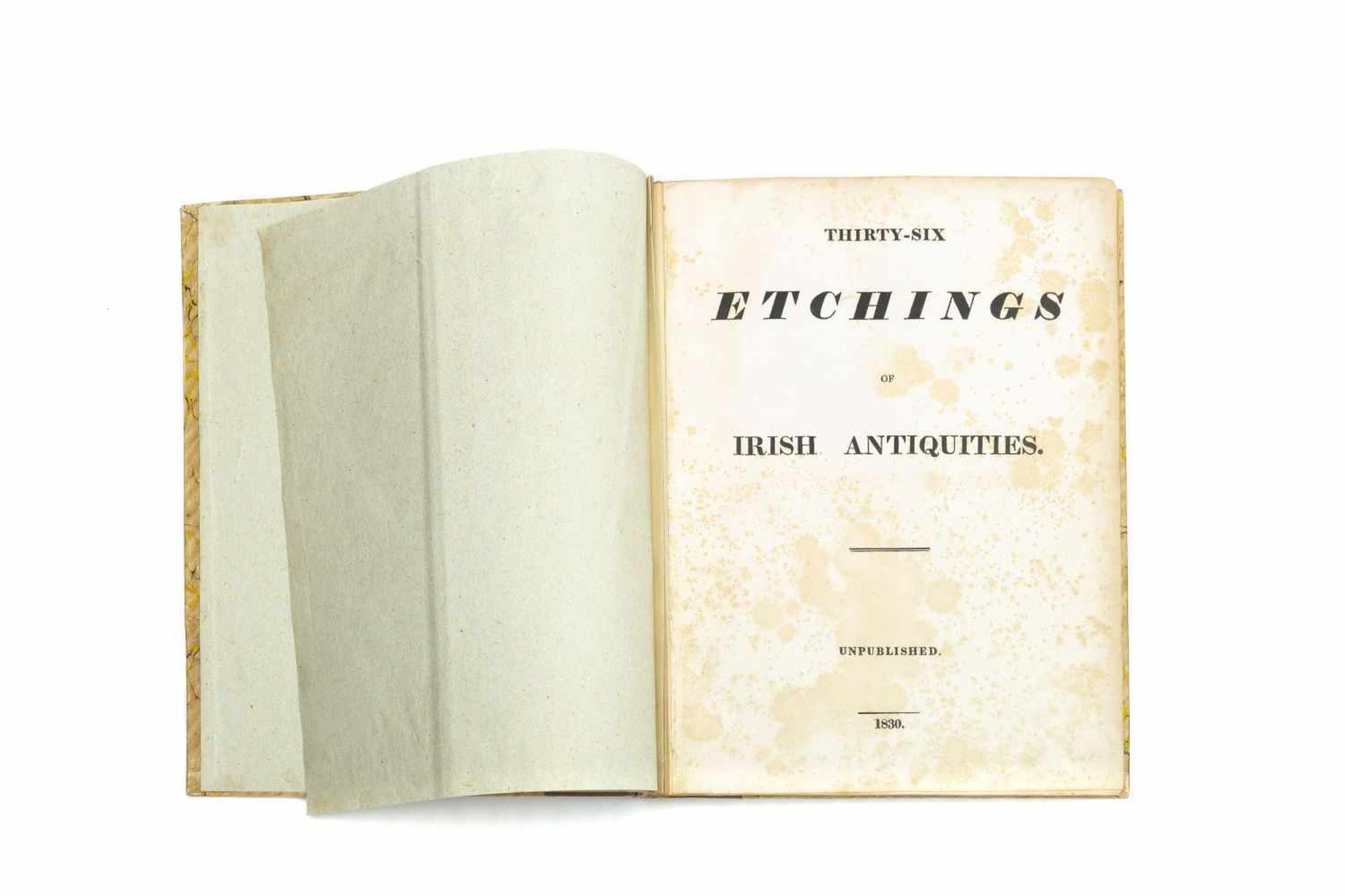 IRELANDThirty-six etchings of Irish Antiquities. Unpublished. [Privately printed] 1830. 4°. Titelbl,