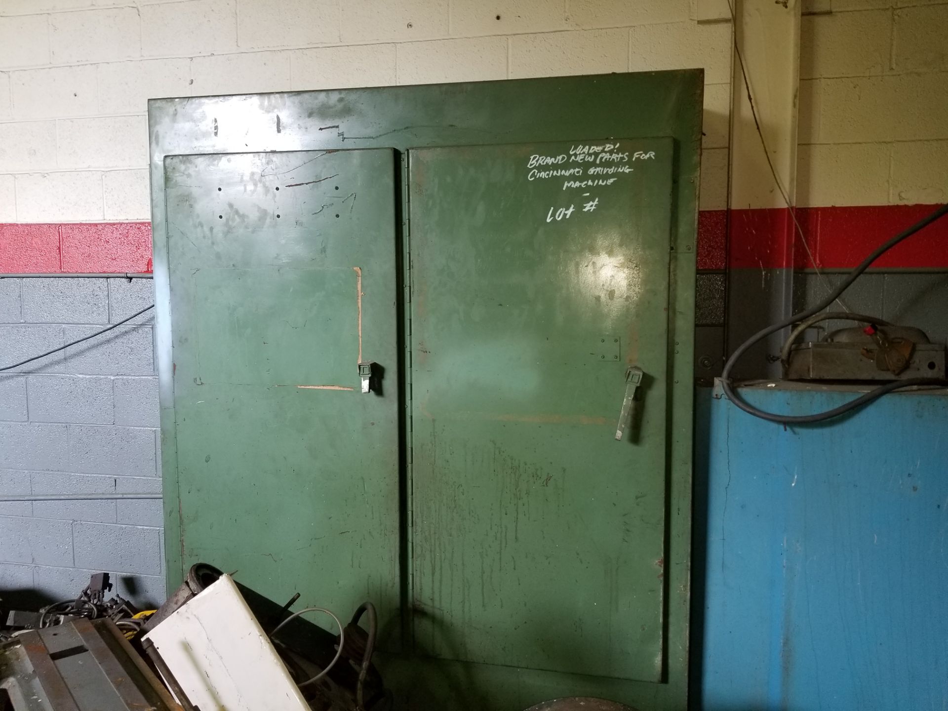 Large Metal Cabinet Packed with New Cincinnati Grinding Machine Parts