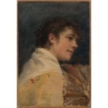 RAIMUNDO DE MADRAZO (Roma, 1841 -Francia, 1920) Dama con Abanico" Óleo/Lienzo firmado: Monograma