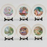 Conjunto de seis platos en porcelana de Copenhage realizados por el Hans Christian Andersen