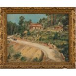 MÁXIMO PEÑA Y MUÑOZ (Soria, 1863 - Madrid, 1940) "Paisaje con Camino" Óleo/Lienzo. firmado: M. Peña.