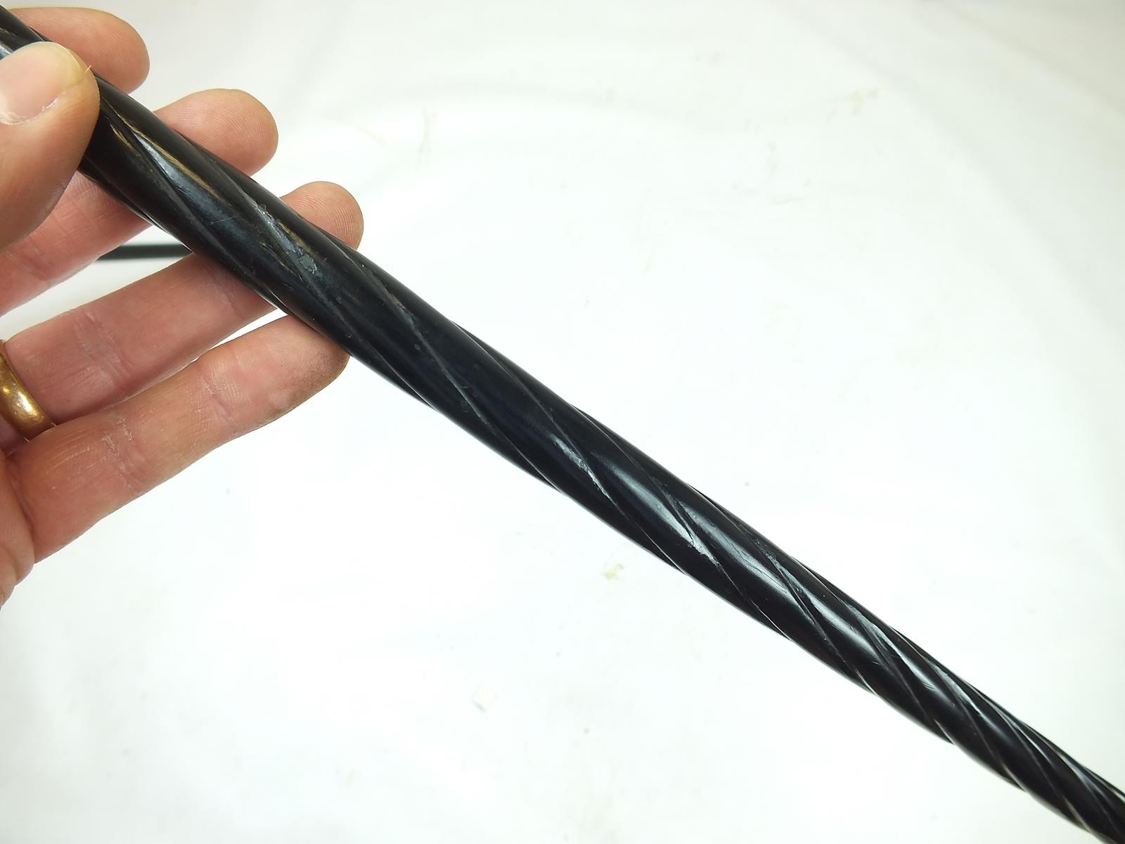 A CARVED EBONY WALKING STICK, the grip carved as a greyhound's head with inset glass eyes, the shaft - Image 7 of 8