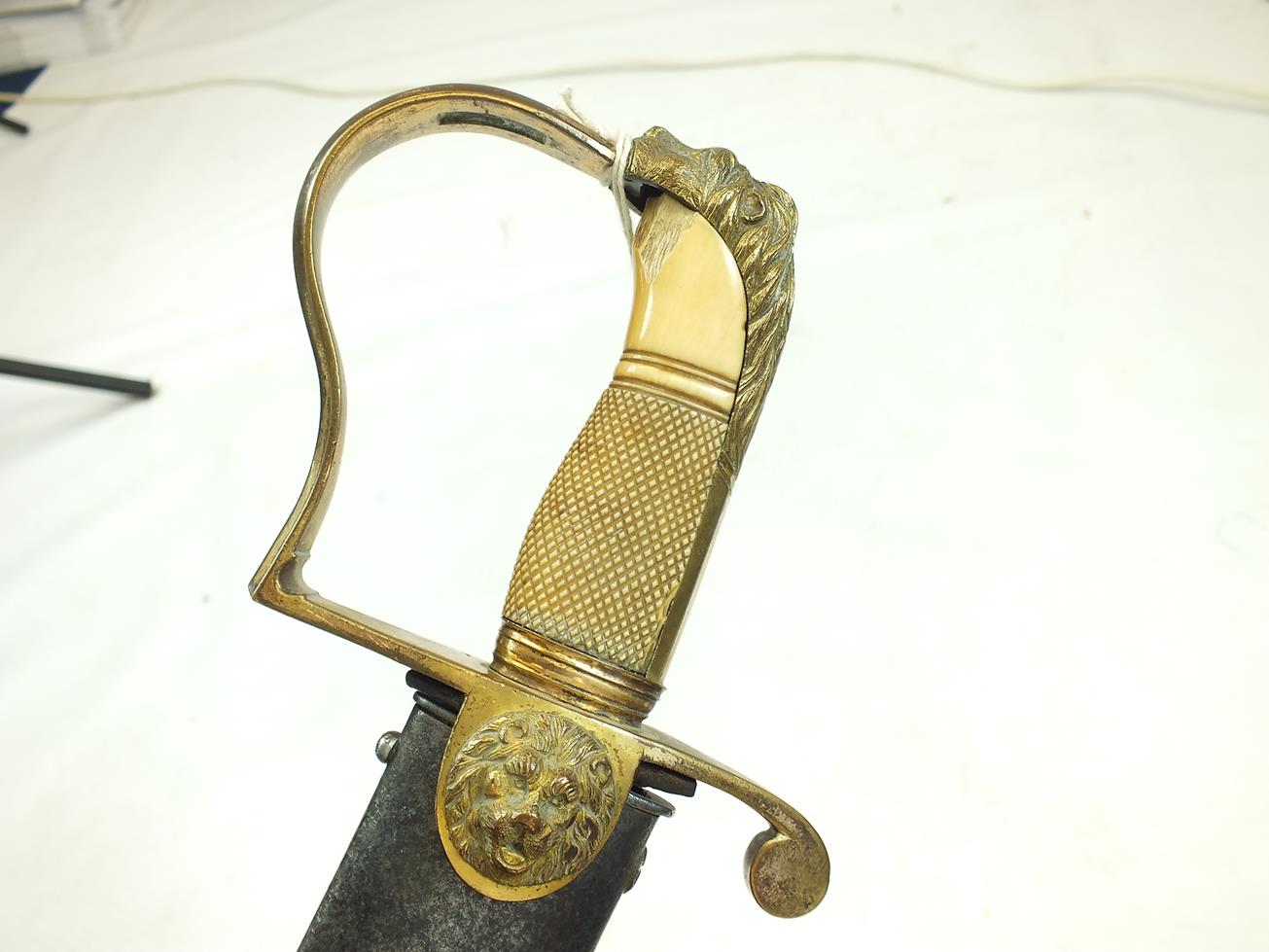 A GEORGIAN CAVALRY SABRE, 82.5cm curved blade decorated with stands of arms, crescent motifs, a - Image 11 of 15