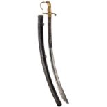 A GEORGIAN CAVALRY SABRE, 82.5cm curved blade decorated with stands of arms, crescent motifs, a