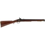 A VERY GOOD .650 CALIBRE PERCUSSION CARBINE BY DICKSON & SON, 20inch sighted blued barrel, border