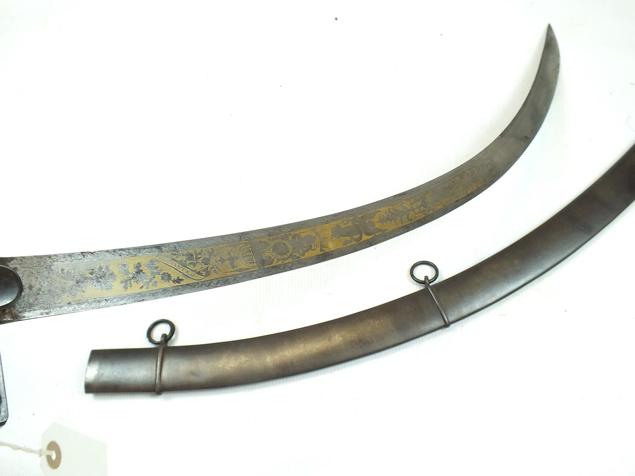 A FINE LIGHT WEIGHT 1796 PATTERN CAVALRY OFFICER'S SWORD, 69cm blade finely frost etched and gilt - Image 3 of 24