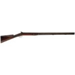 A LARGE 11-BORE PERCUSSION SPORTING GUN, 39.5inch three-stage heavy sighted barrel, border and