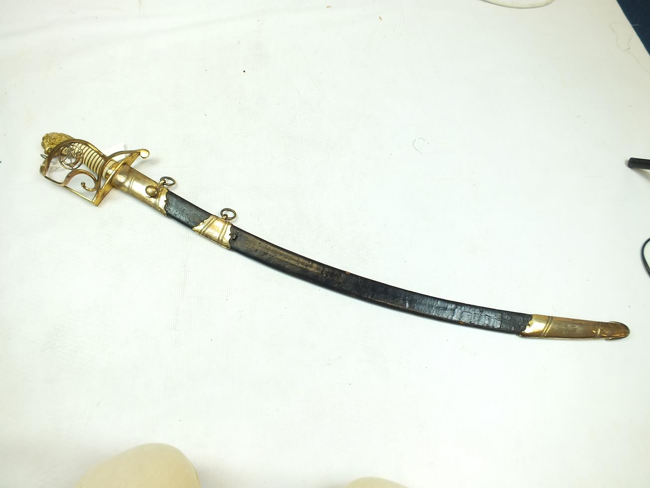 A GEORGIAN LIGHT COMPANY OFFICER'S SWORD, 82.5cm curved blade decorated with stands of arms, crowned - Image 2 of 21