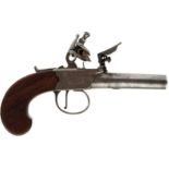 AN 80-BORE FLINTLOCK BOXLOCK POCKET PISTOL BY JONES, 2.5inch turn-off barrel, border engraved action