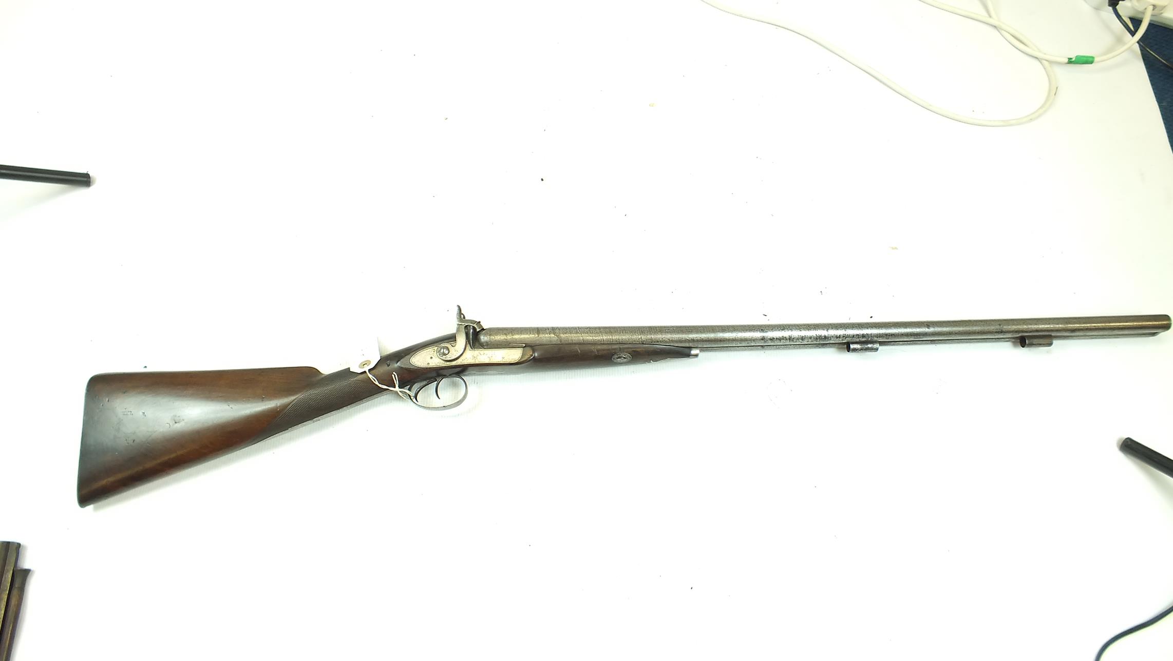A 12-bore double barrelled percussion sporting gun by Akrill of Hull, 32inch sighted damascus - Image 2 of 14
