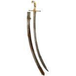 A GIVR MAMELUKE, 75.5cm sharply curved stepped and clipped back blade etched with crowned Royal