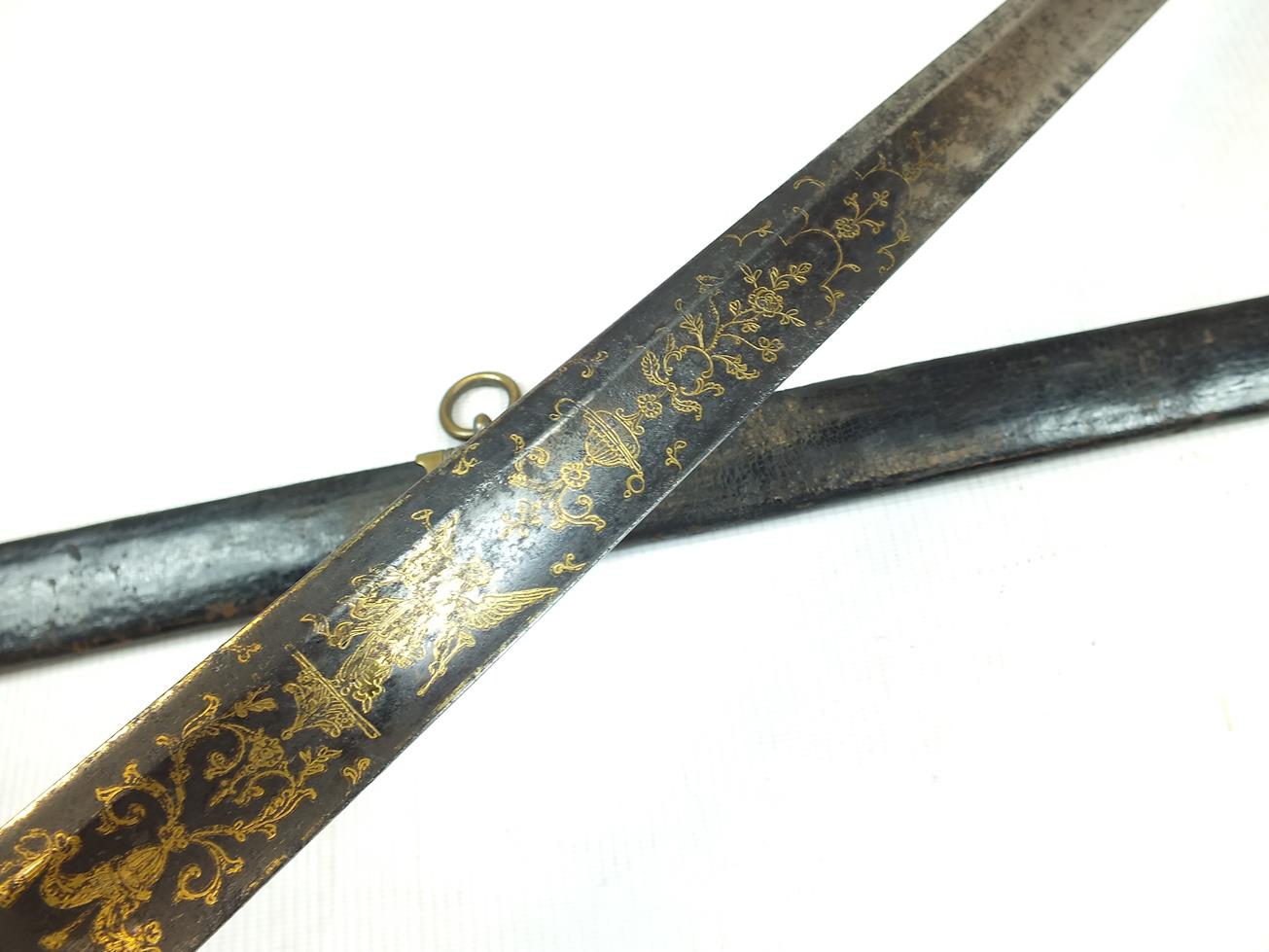 A 1796 PATTERN HEAVY CAVALRY OFFICER'S DRESS SWORD, 87.5cm broad blade profusely decorated with - Image 10 of 25