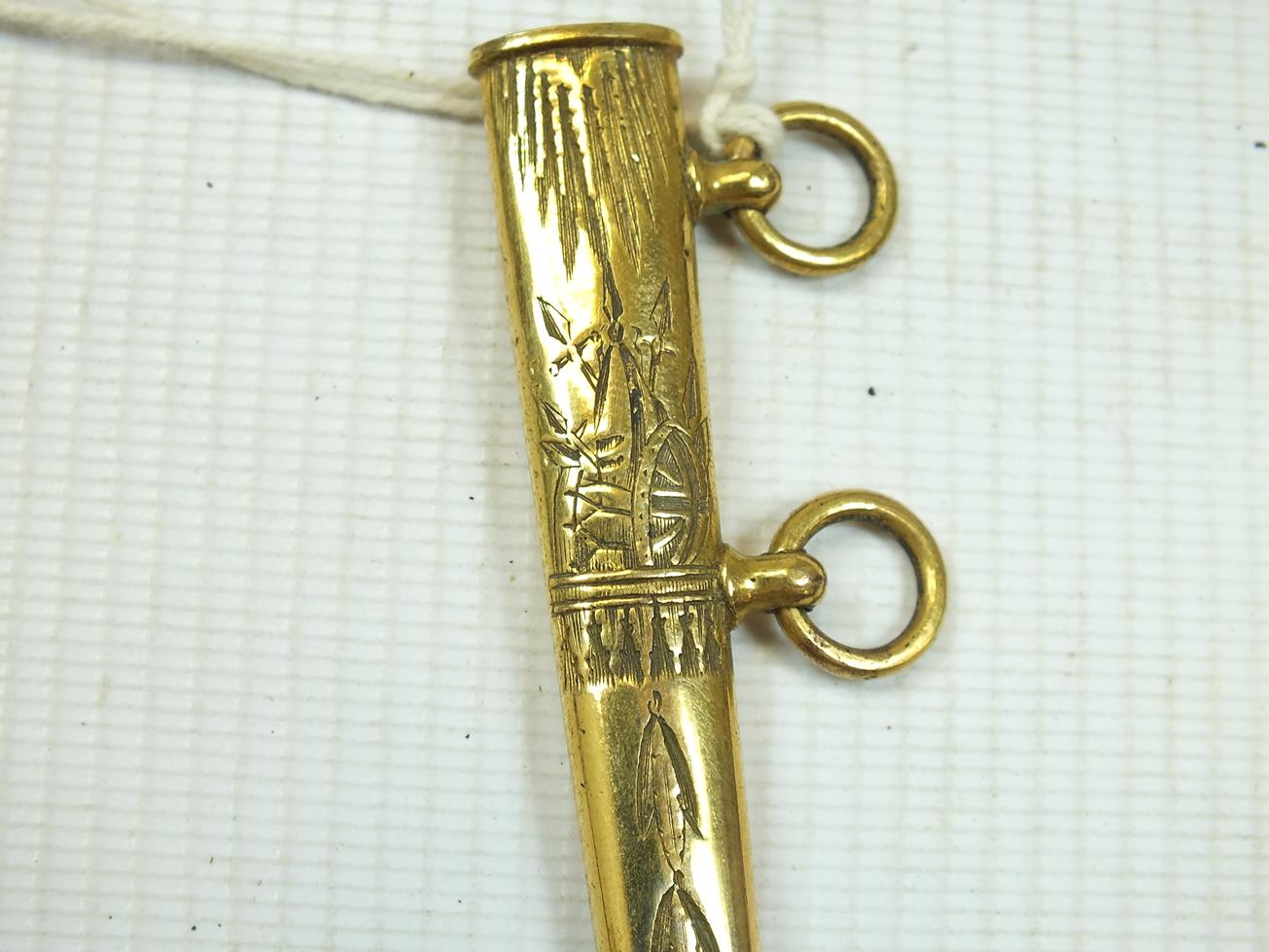 A GEORGIAN NAVAL DIRK FOR A BOY, 11.5cm flattened rounded diamond section blade etched along it's - Image 12 of 16