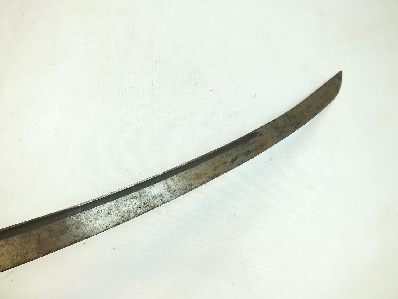 AN 18TH CENTURY STYLE BRASS HILTED INFANTRY HANGER, 62cm sharply curved fullered blade, stamped with - Image 5 of 11