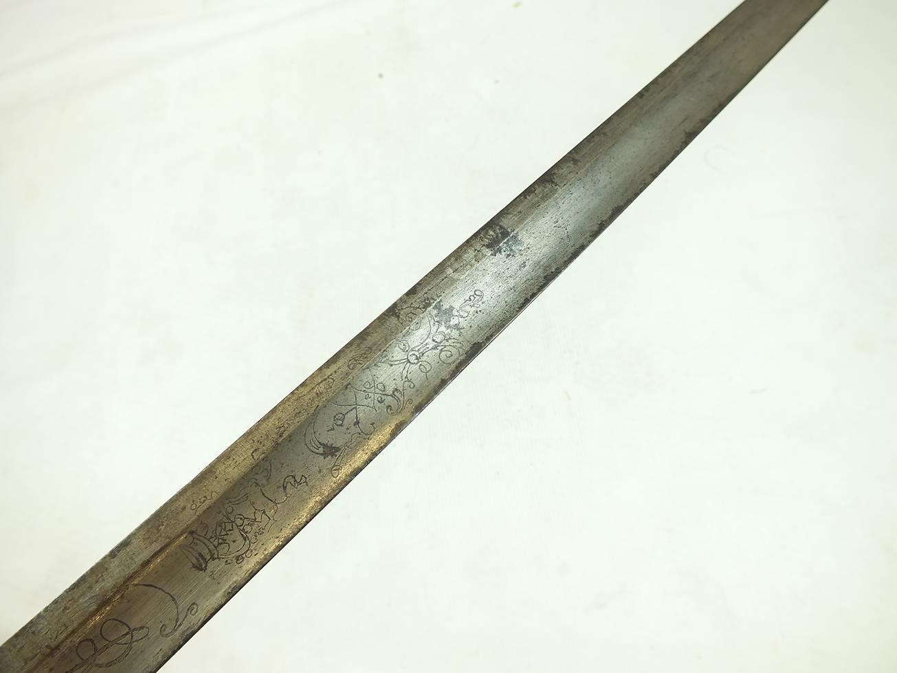 A GEORGIAN INFANTRY OFFICER'S FIVE-BALL SPADROON, 81cm blade decorated with crowned GR cyphers, - Bild 9 aus 15