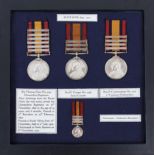 THREE QUEEN'S SOUTH AFRICA MEDALS DORSETSHIRE REGIMENT SCOTS GUARDS AND 1ST CAMERON HIGHLANDERS, the
