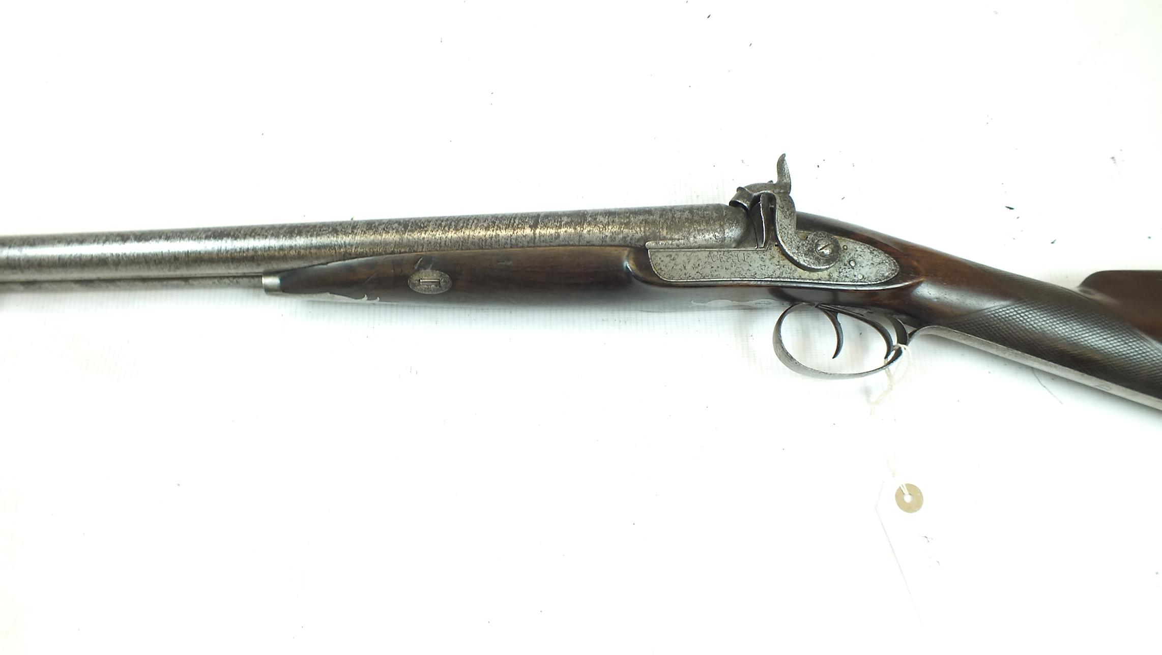 A 12-bore double barrelled percussion sporting gun by Akrill of Hull, 32inch sighted damascus - Image 13 of 14