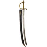 A PRUSSIAN INFANTRY HANGER CIRCA 1750, 64cm curved fullered blade etched with the crowned Royal