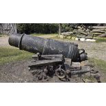 A PAIR OF 18 POUNDER CARRONADES, 41.5inch three-stage barrels, serial numbered 112 and 113,