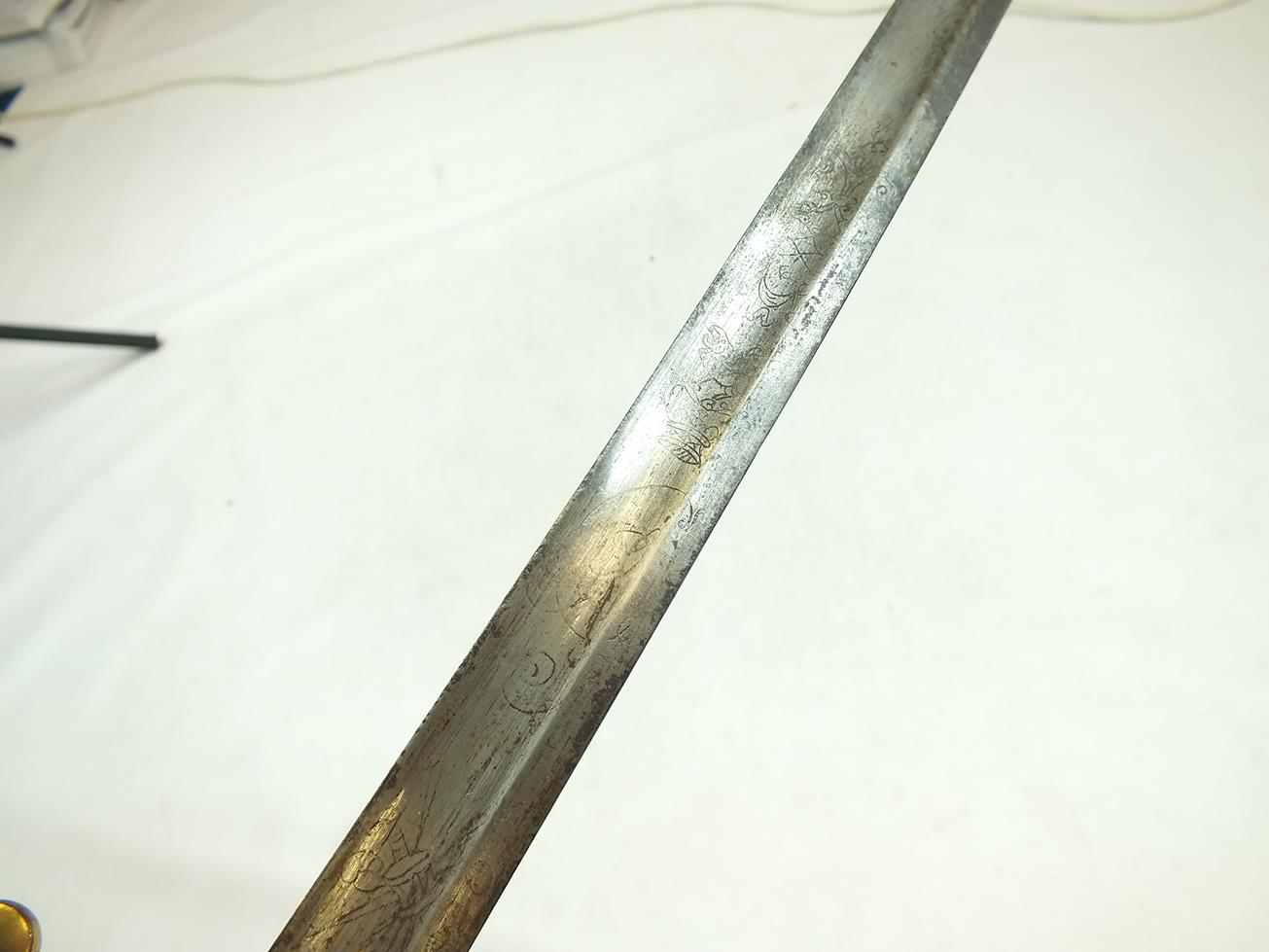 A GEORGIAN INFANTRY OFFICER'S FIVE-BALL SPADROON, 81cm blade decorated with crowned GR cyphers, - Bild 5 aus 15